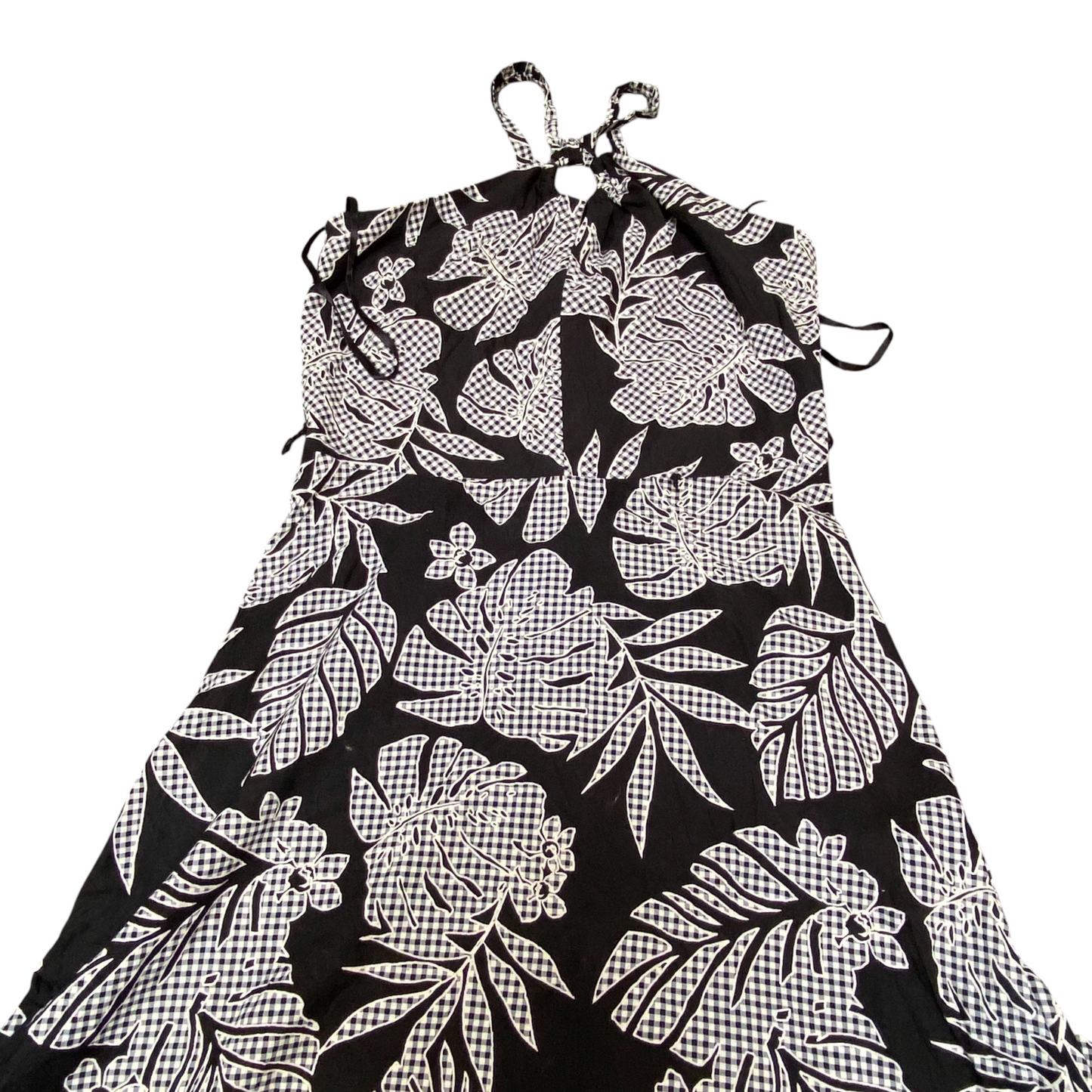 Roz & Ali Maxi Dress Womens S Black White Floral Halter Neck Back Zip Outdoor