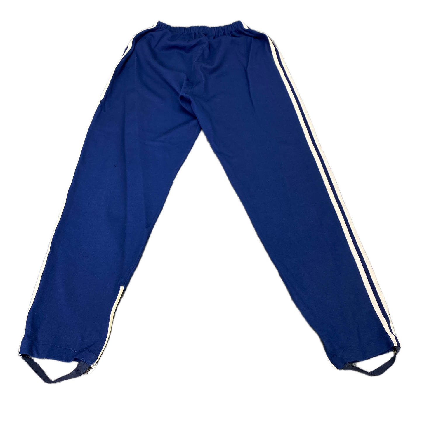 Adidas Joggers Fits as Womens S 22" Waist Blue White 3-Stripes Ankle Zip Trouser