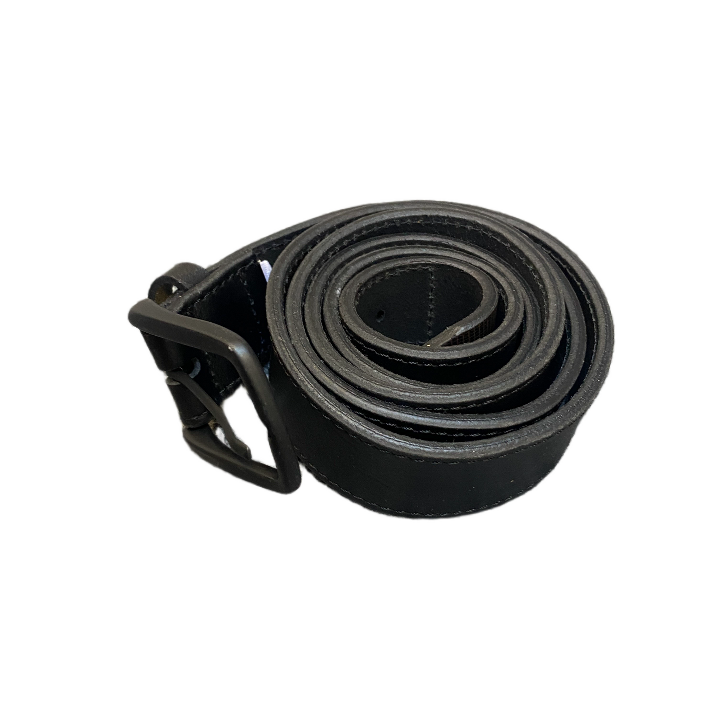 Waist Belt Mens Black Leather Adjustable Matte Black Pin Buckle 48 inches