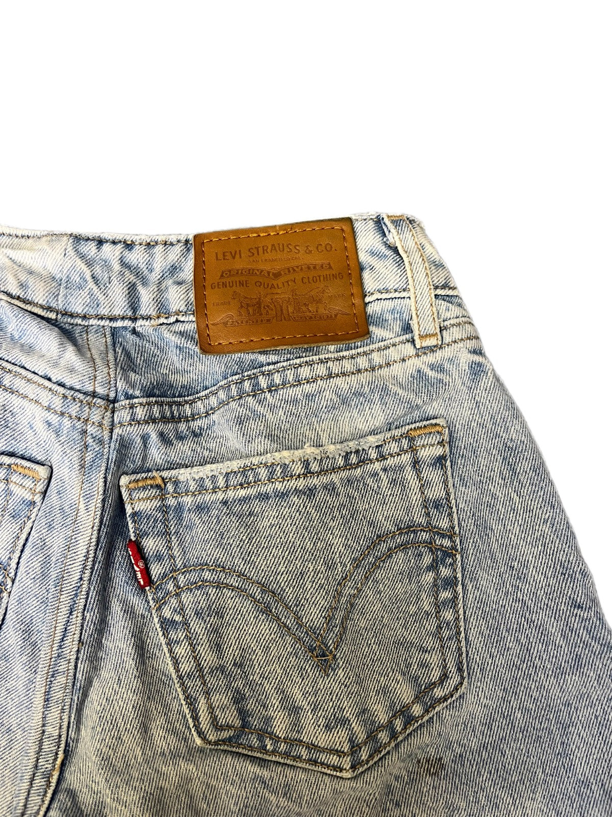 Levi's Jean Shorts Fits as Womens S 22" Waist Blue Denim Light Wash Distressed