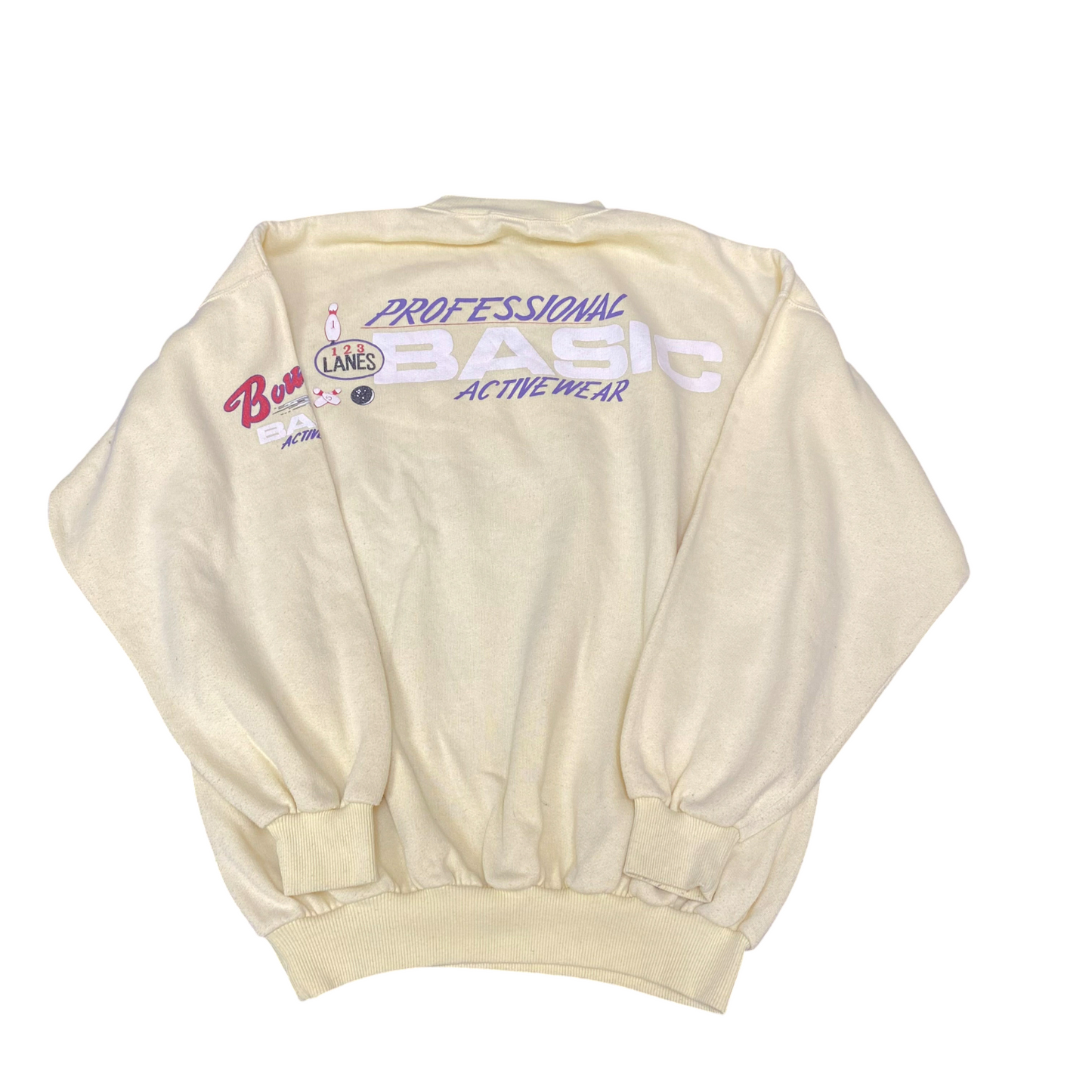 Professional Basic Activewear Sweatshirt Womens Large Yellow Graphic Crew Neck