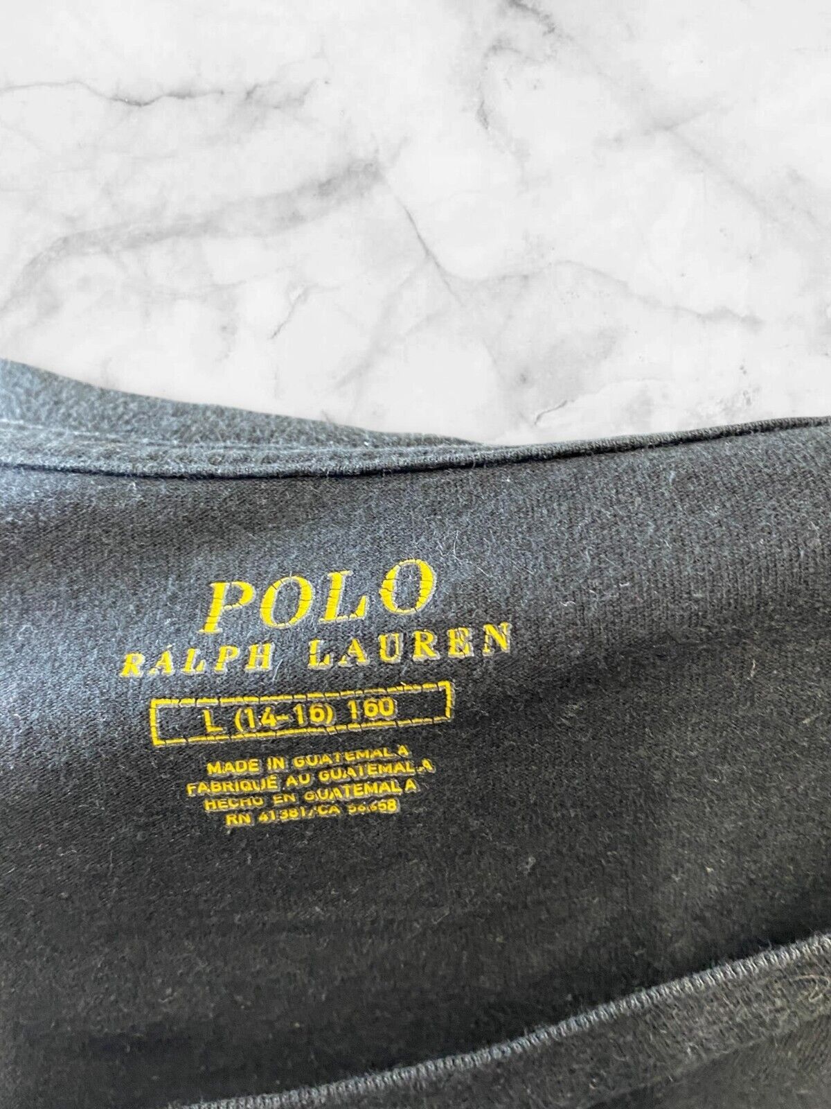 Polo Ralph Lauren T-Shirt Boys Large (14-16) Black Crew Neck Trendy Pullover Tee