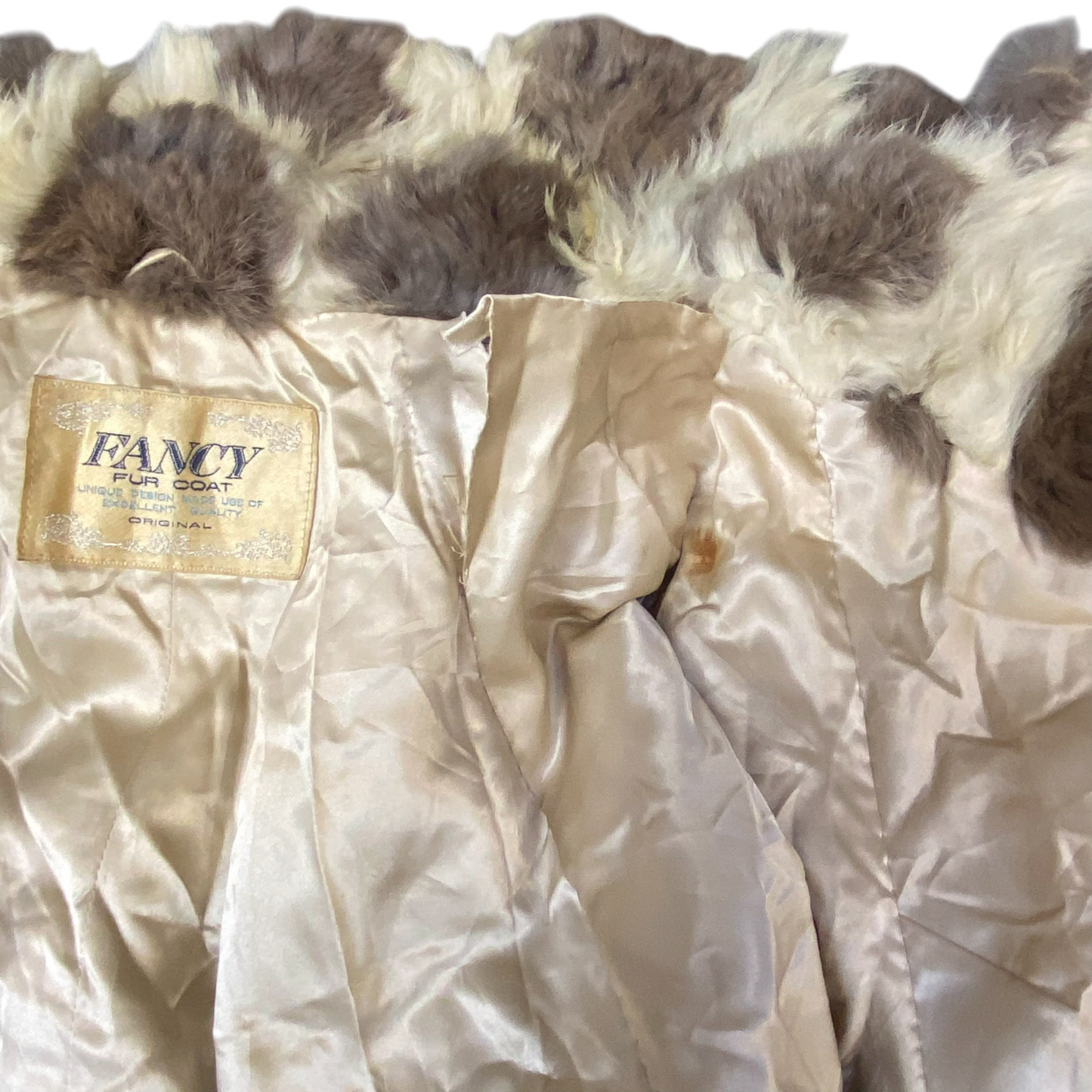 Fancy Fur Coat Womens Medium Brown Beige Fully Lined Cozy Warm Winter Collared