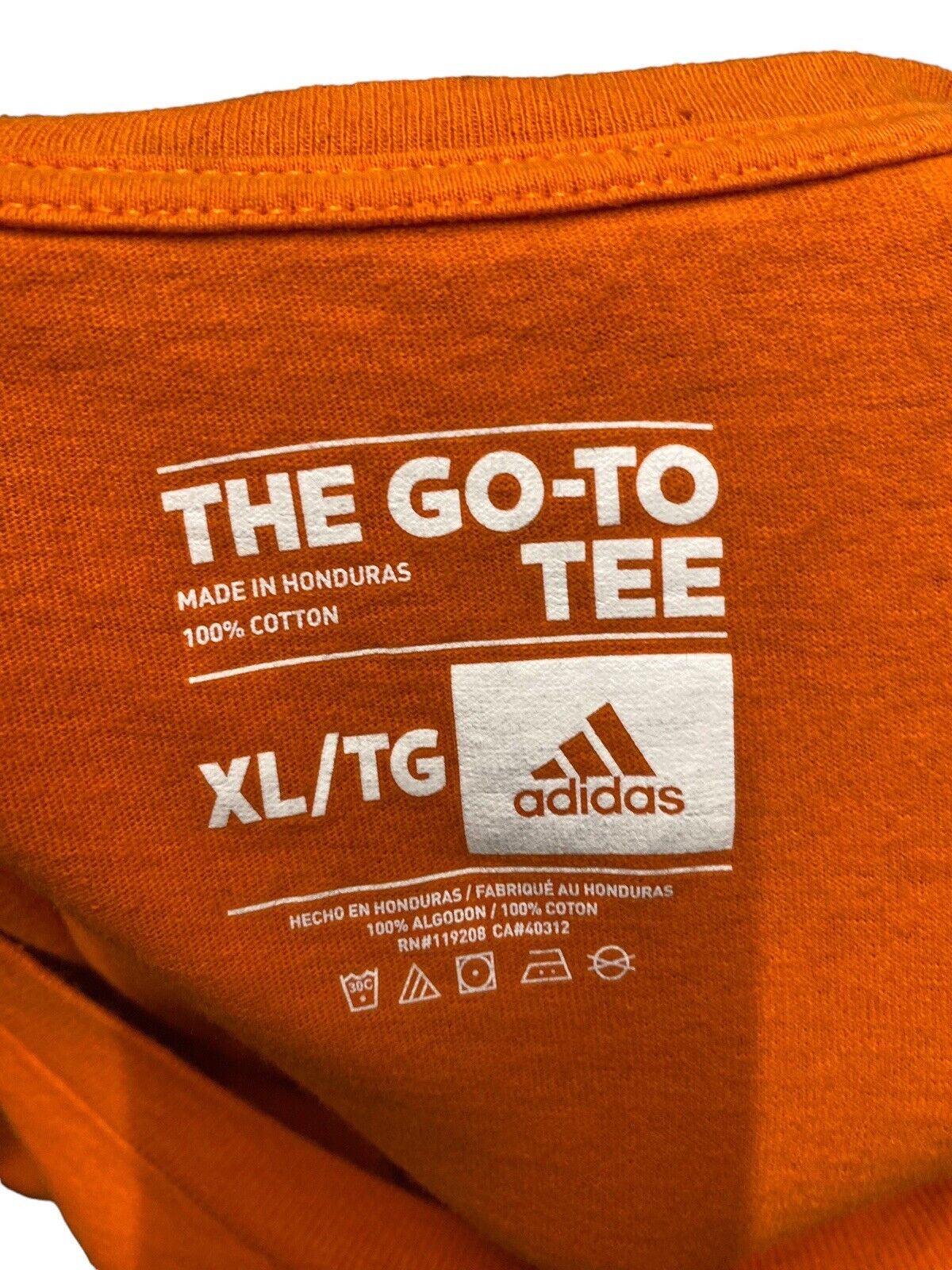 Adidas T-Shirt Orange Mens XL Chest Logo