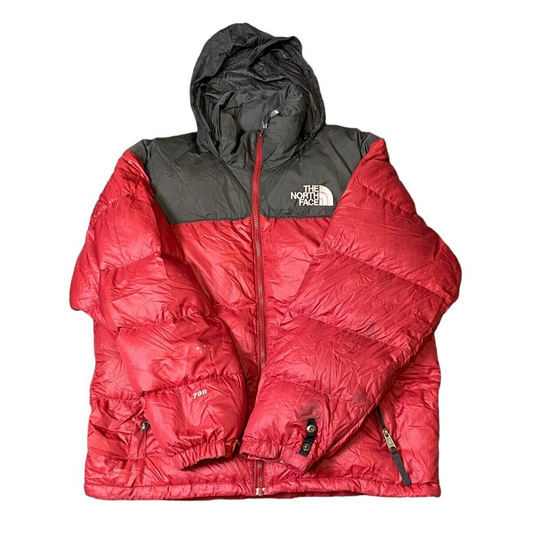 The North Face Nuptse 700 Puffer Jacket Men's M Red & Black Goose Down Quilt