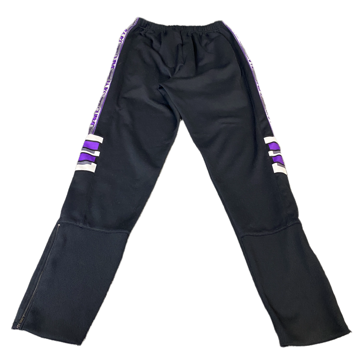 Jako Joggers Fits as Womens 26" Waist Black Drawstring Ribbed Ankle Zip Trousers