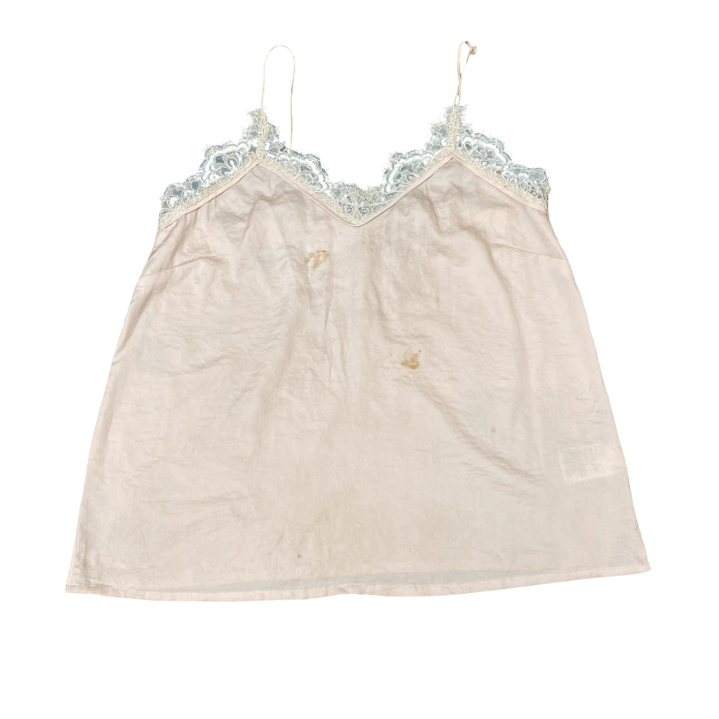 H&M Camisole Top Womens M Pink Lace Trimmed Spaghetti Straps V-Neck Pullover