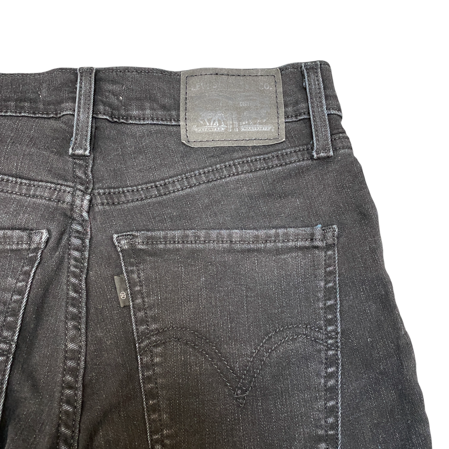 Levi's Jeans Women 25" Waist Black Mile High Super Skinny Leg Raw Hem Button Fly