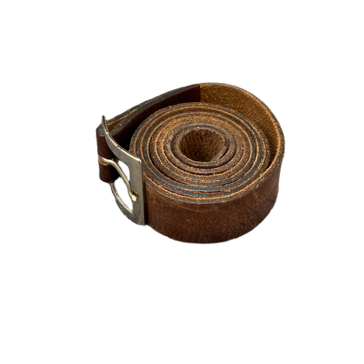 Waist Belt Men Brown Leather Adjustable Silver Square Pin Buckle 46 inches