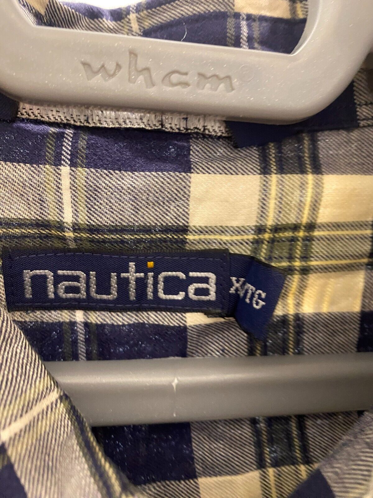 Nautica Shirt Mens XL Blue Plaid Casual Long Sleeve Pocket Collared Button Down