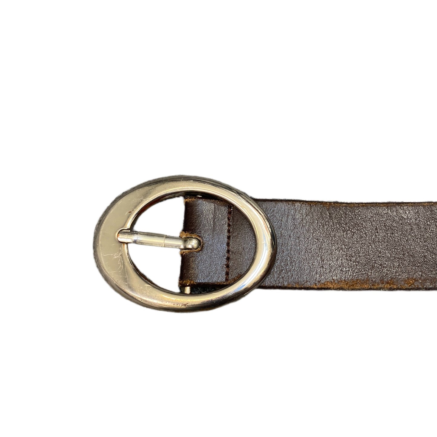 Favourite Basics Waist Belt Mens Dark Brown Leather Silver Pin Buckle 44.5 Inche