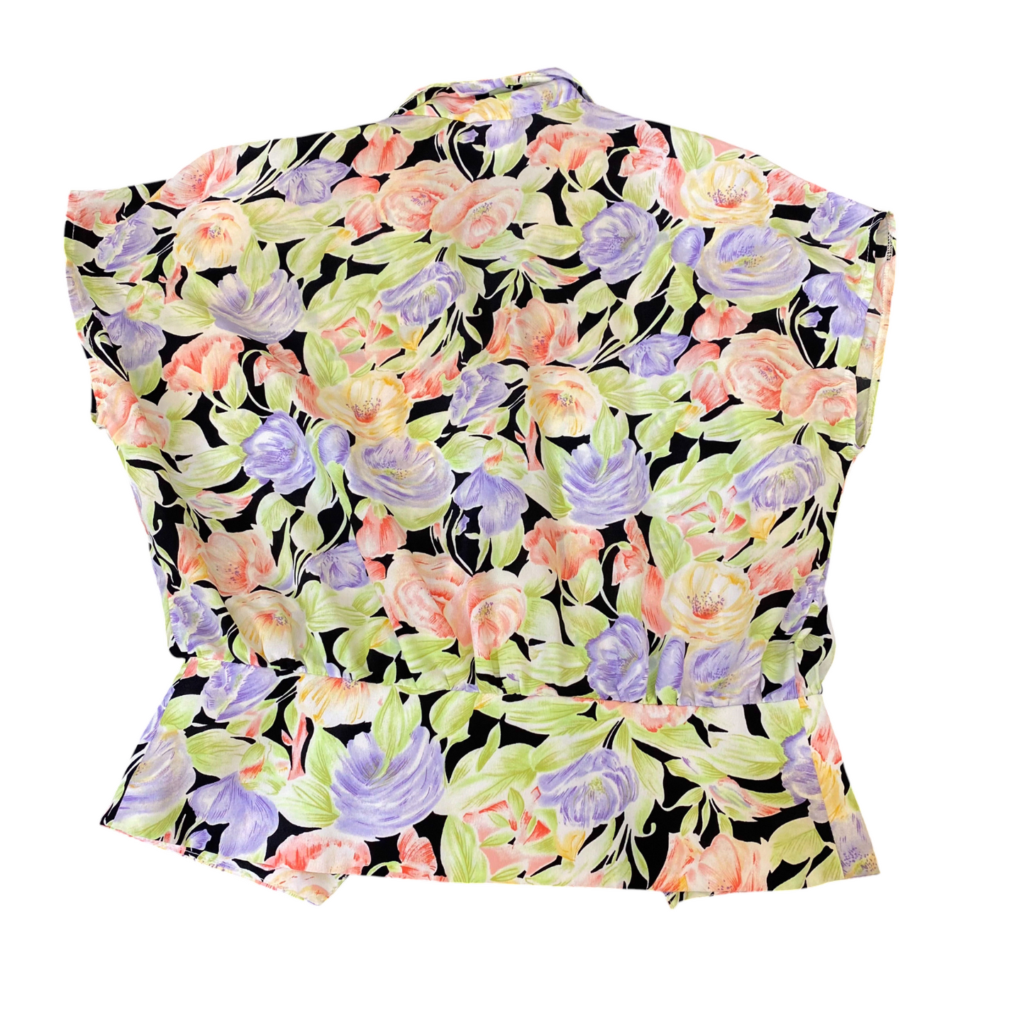 Womens Blouse Top M Multi Floral Print Sleeveless Collared Button Down Outdoor