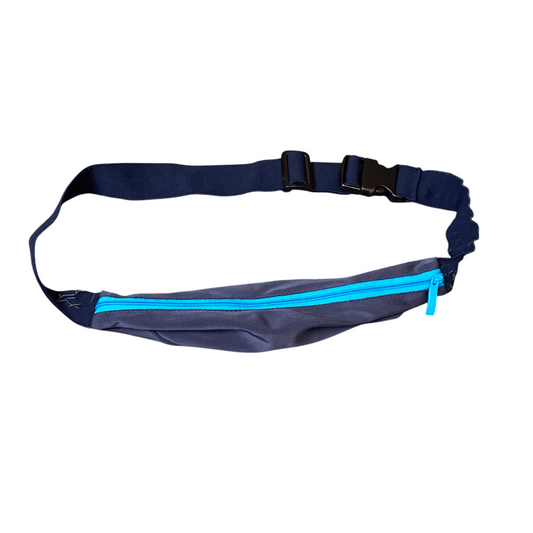 Outdoor Sports Fanny Pack Slim Sleek Bum Bag Blue Zipper Adjustable Nylon Strap