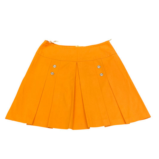 Terlenka Mini Skirt Womens M Orange Pleated Front Button Detailed Back Zip