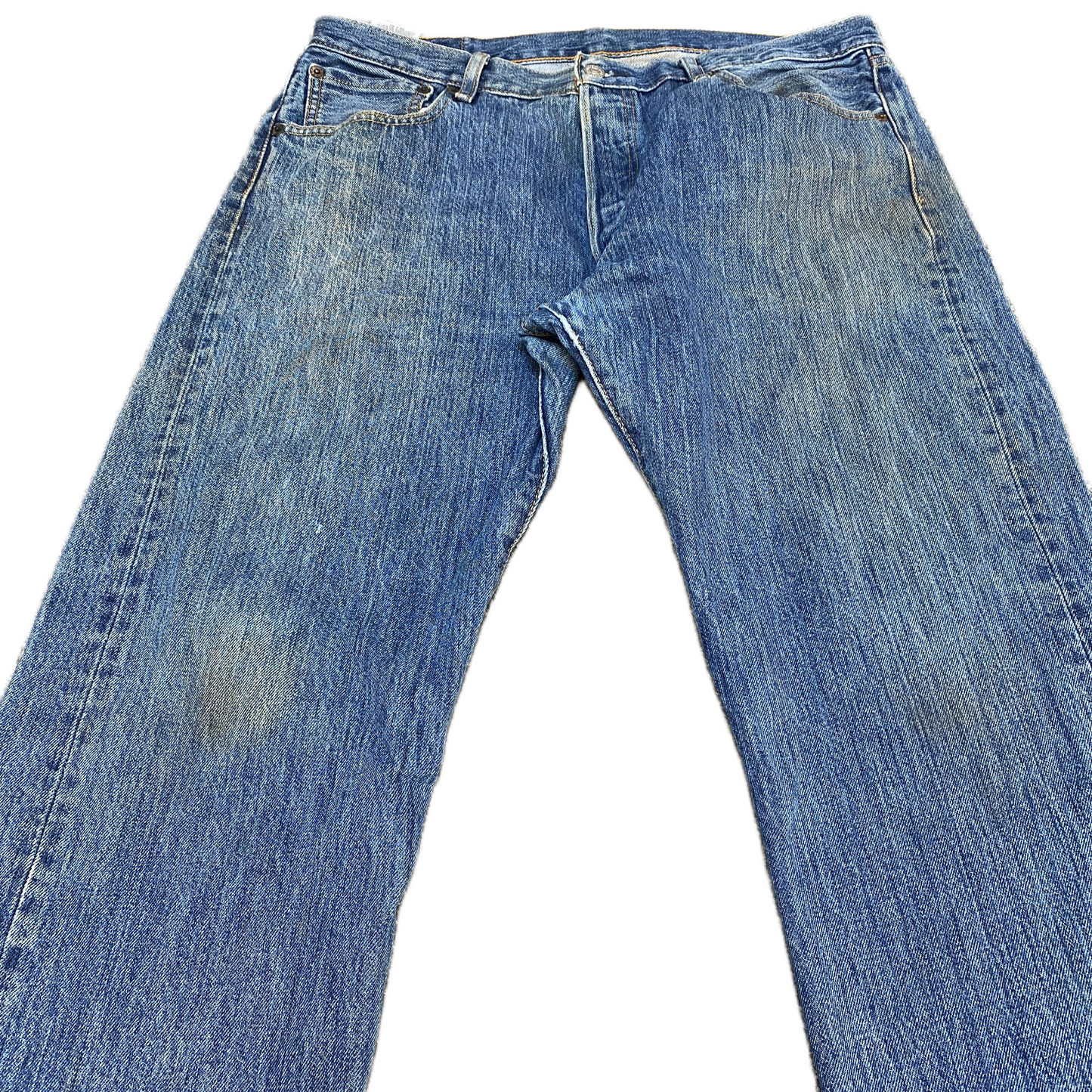 Levi's Jeans Fits as Mens 35" Waist Blue Denim Medium Wash Red Tab Straight Leg