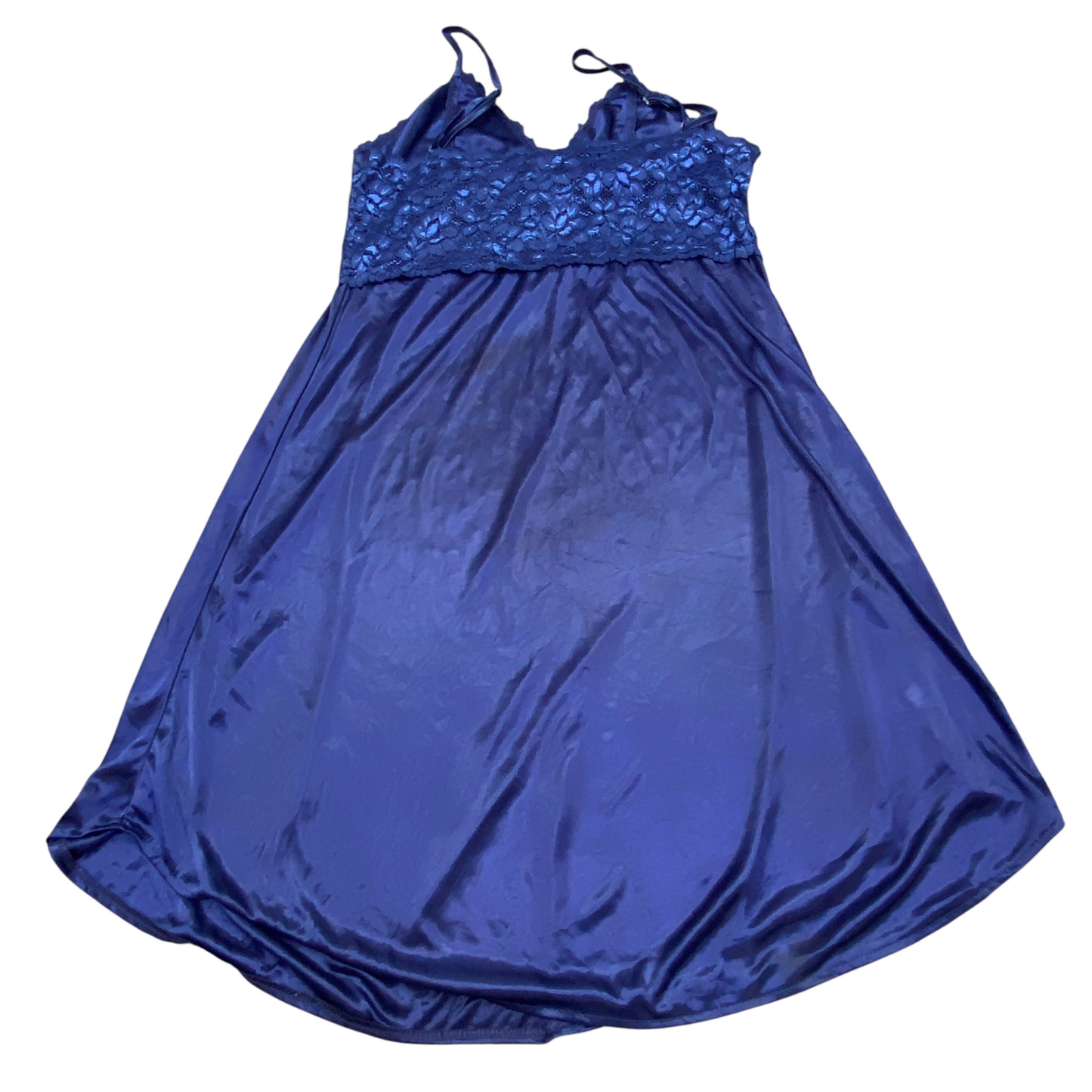 Womens Honeymoon Nightwear S Blue Satin Lace Sleeveless Spaghetti Strap Sexy