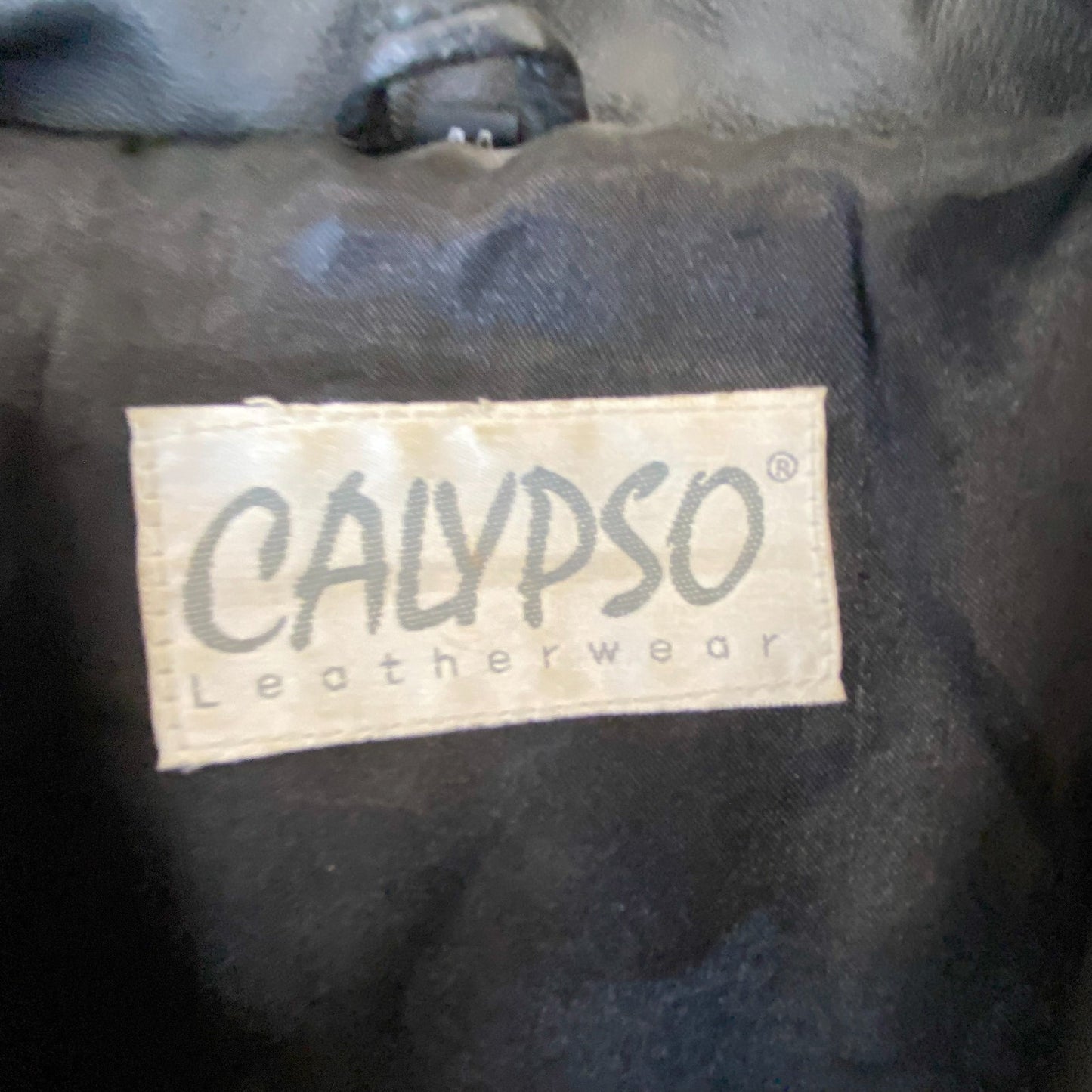 Calypso Leather Wear Trench Coat Womens M Black Lined Notch Collar Button Front