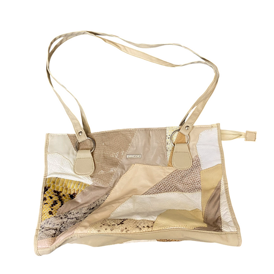 Stefano Shoulder Bag Womens Multi Patchwork Leather Zip Closure Double Handles