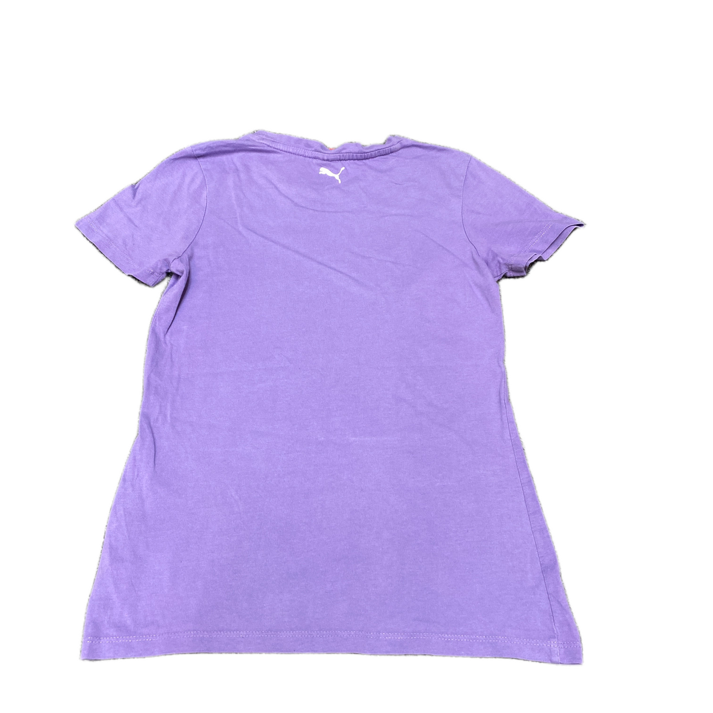 PUMA T-Shirt Girls Small Purple Graphic Print Stretch Crew Neck Pullover Tee