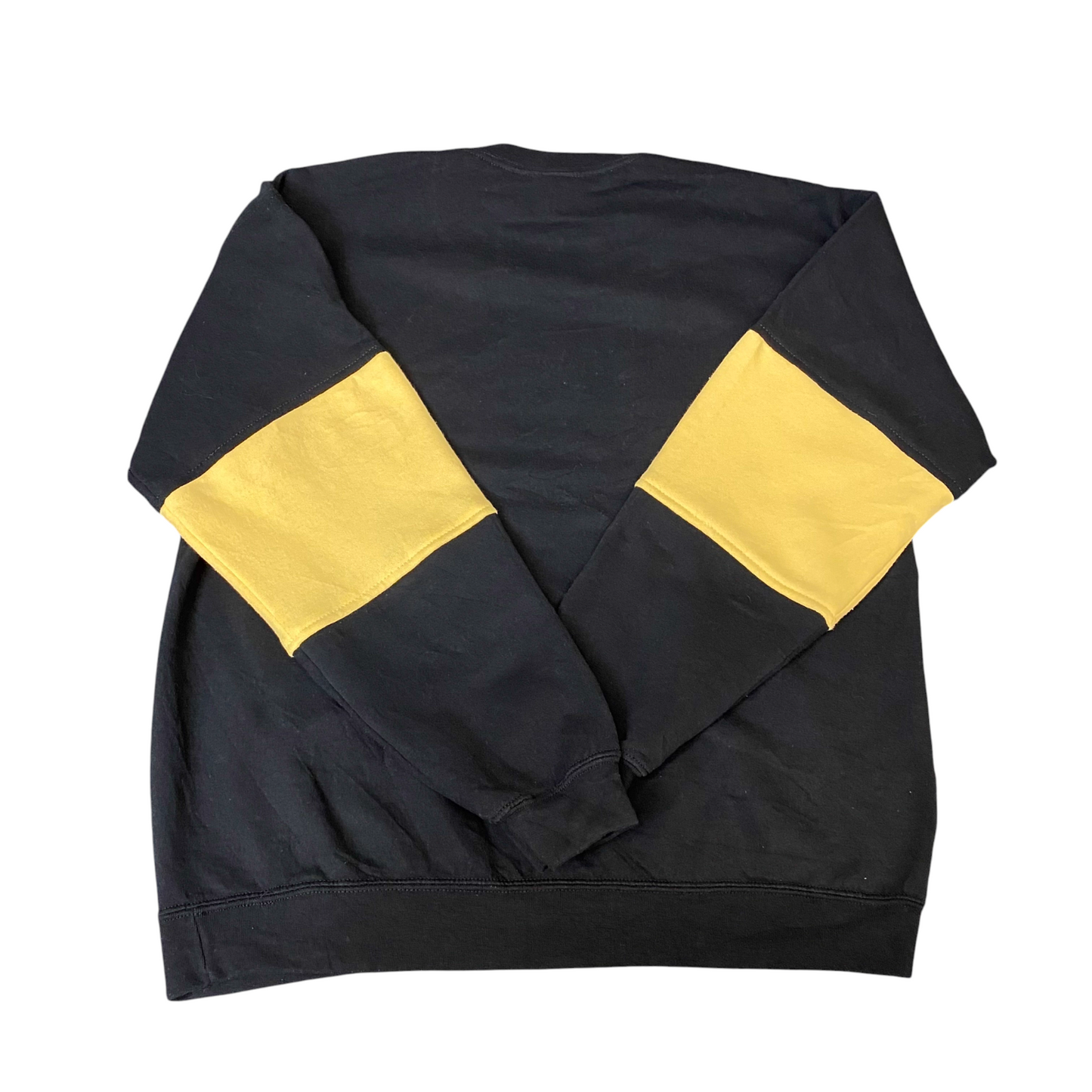 Nike Reworked Sweatshirt Mens M Yellow Black Embroidered Spellout Logo Vtg Y2K
