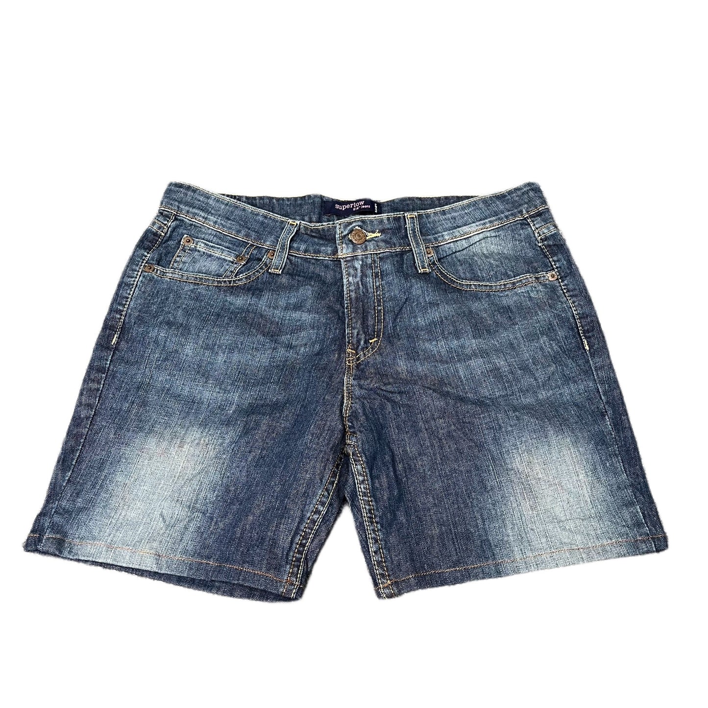 Levi's 518 Superlow Jean Shorts Fits as Womens XL 33" Waist Blue Denim Red Tab