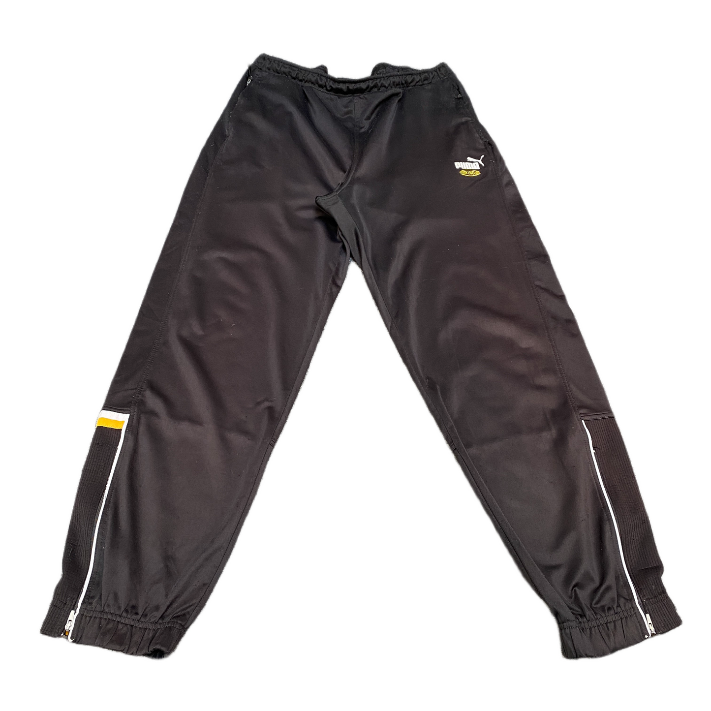 PUMA Joggers Fits as Mens 35" Waist Black Elastic Waistband Ankle Zip Trousers