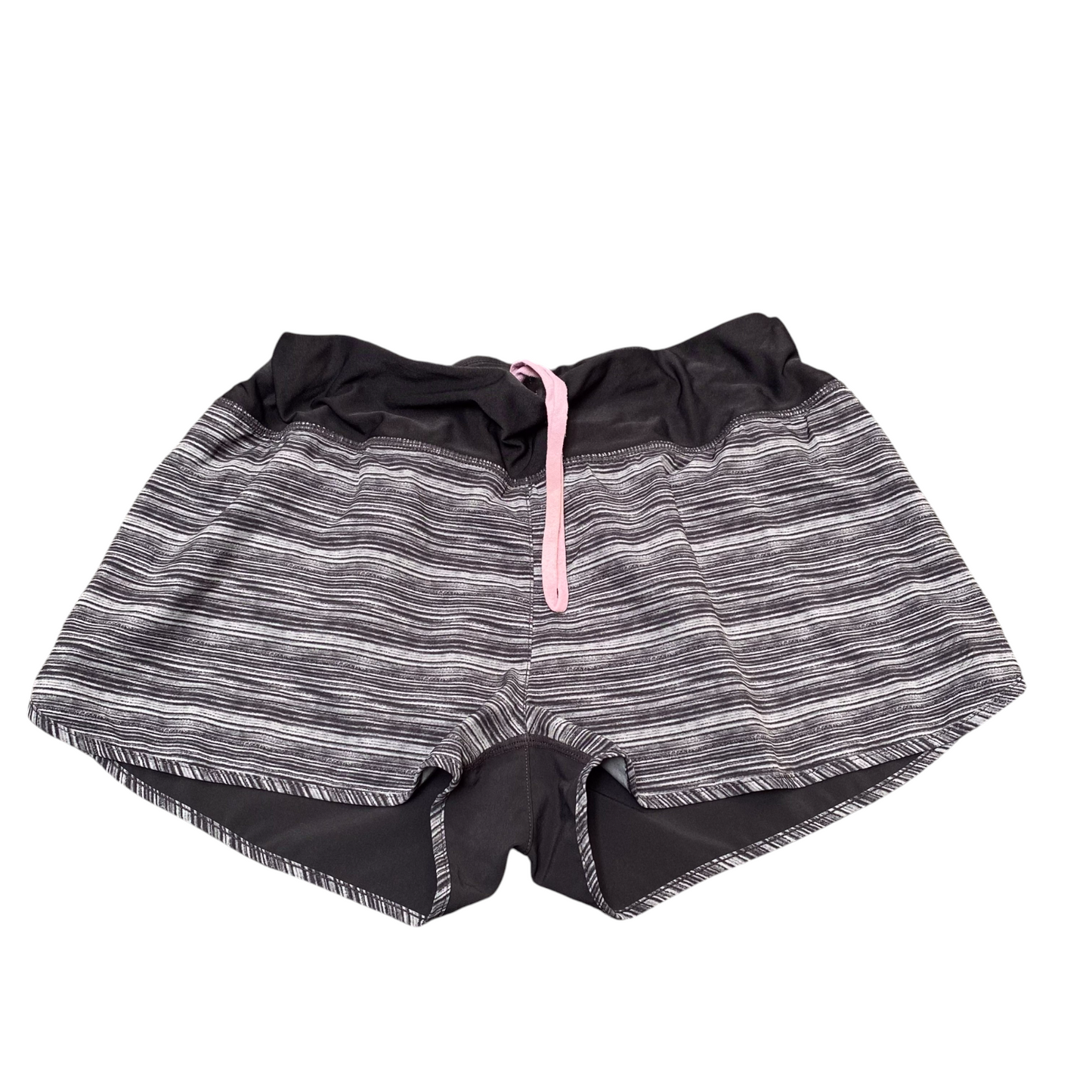 Running Sprinter Shorts Womens Small Black White Striped High Waisted Drawstring