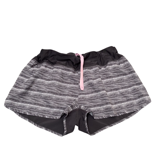 Running Sprinter Shorts Womens Small Black White Striped High Waisted Drawstring