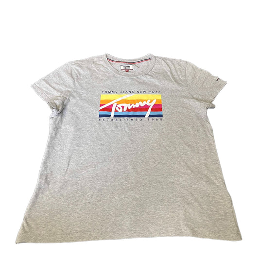 Tommy Jeans T-Shirt Womens M Grey Graphic Logo Short Sleeve Pullover Summer Tee