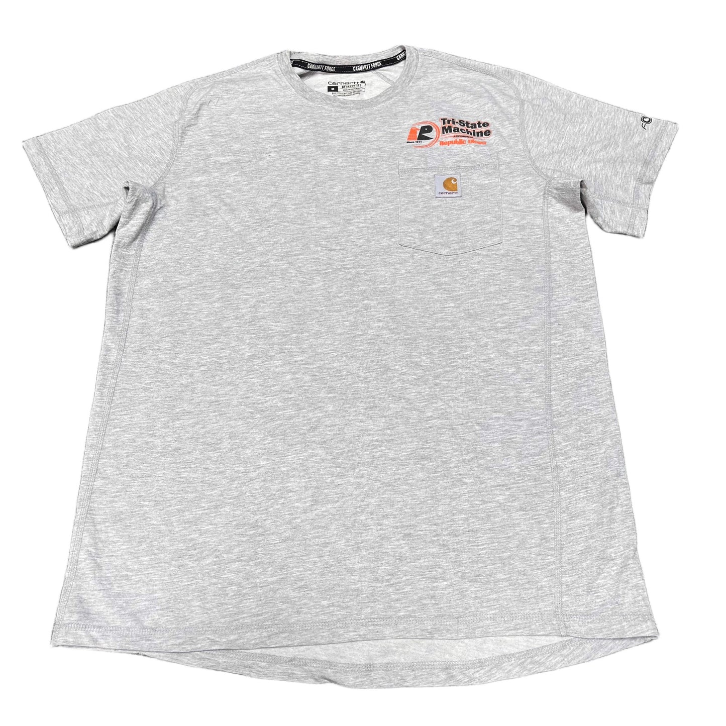 Carhartt Force Pocket T-Shirt Mens M Grey Tri-State Machine Logo Relaxed Fit Tee