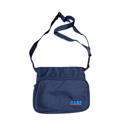 Aldi Crossbody Mini Messenger Bag Blue Zipper Adjustable Side Release Buckle