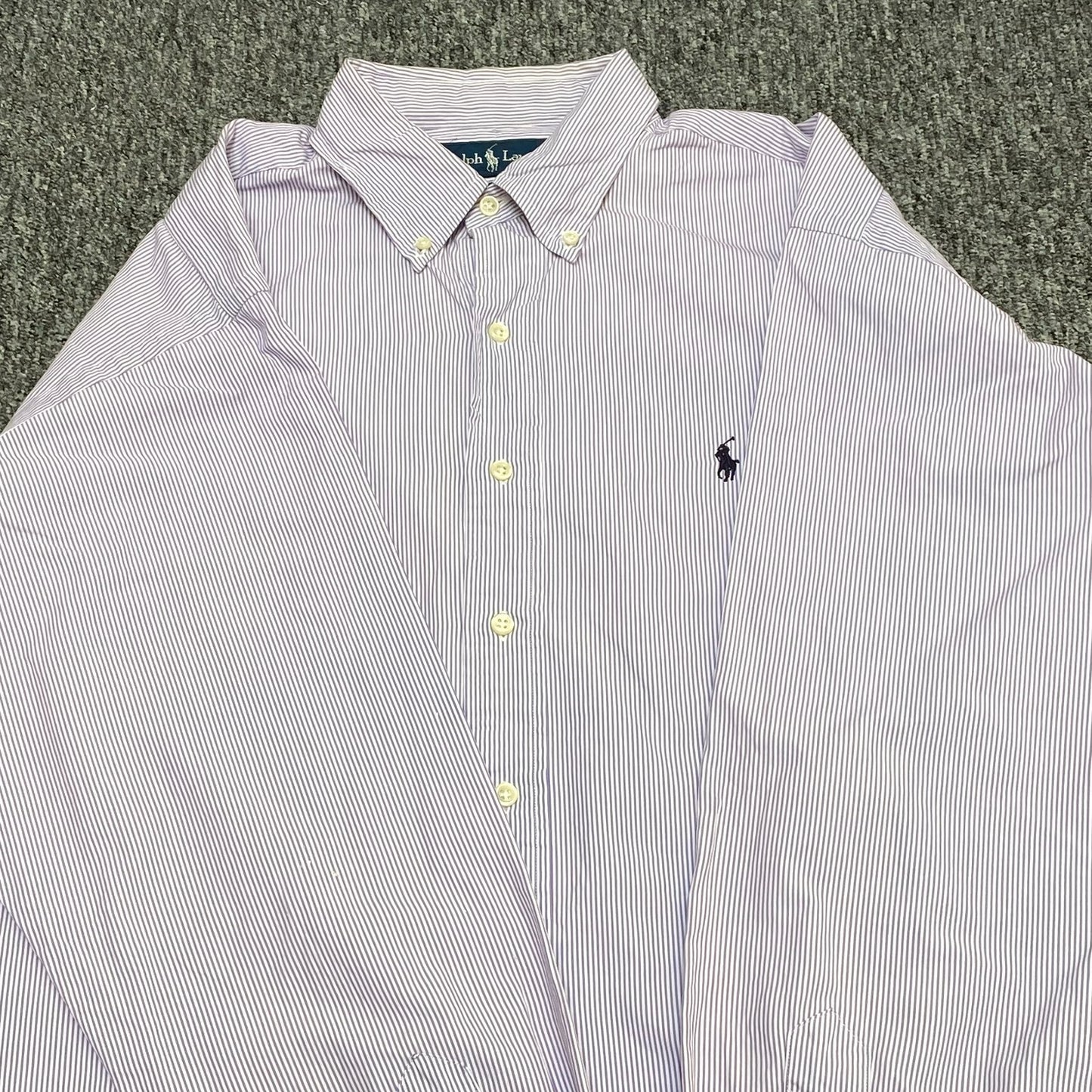 Ralph Lauren Blake Shirt Mens Large Purple White Striped Button Down Pony Logo