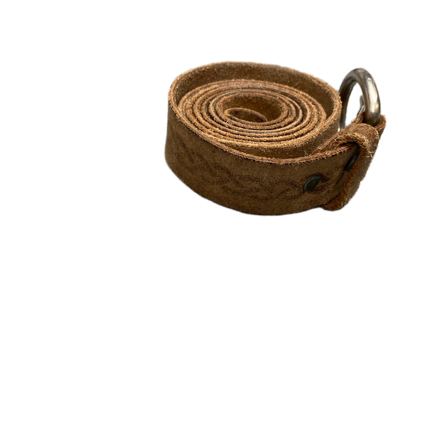 Waist Belt Mens Rugged Brown Leather Adjustable Silver D-Shape Buckle 41 Inches