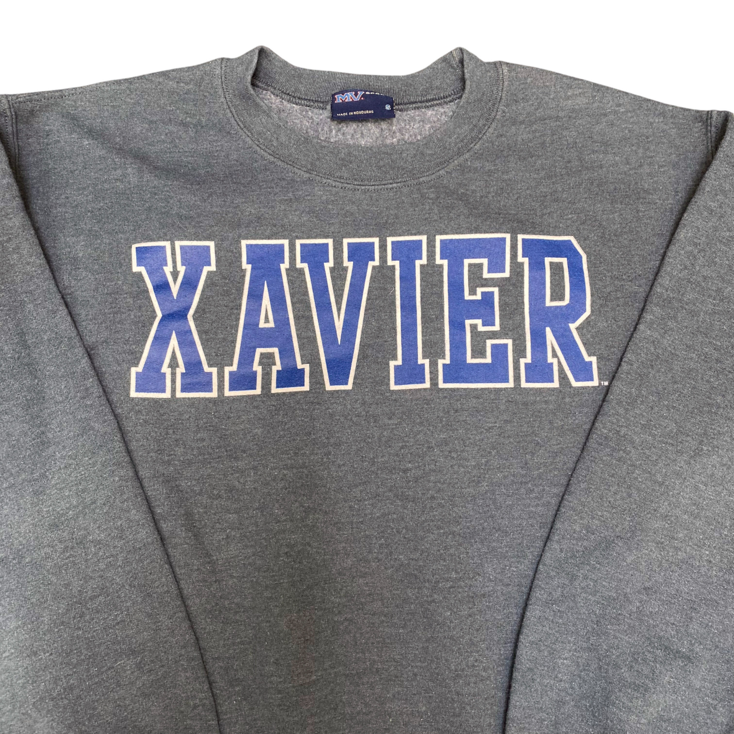 MV Sport Xavier Musketeers Sweatshirt Mens Small Grey NCAA Football Crew Neck