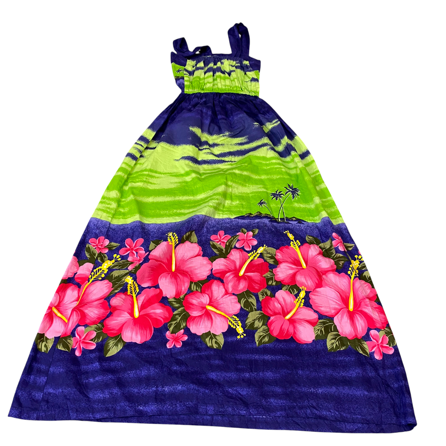 Womens A-Line Long Dress S Multi Floral Pleated Sleeveless Square Neck Pullover