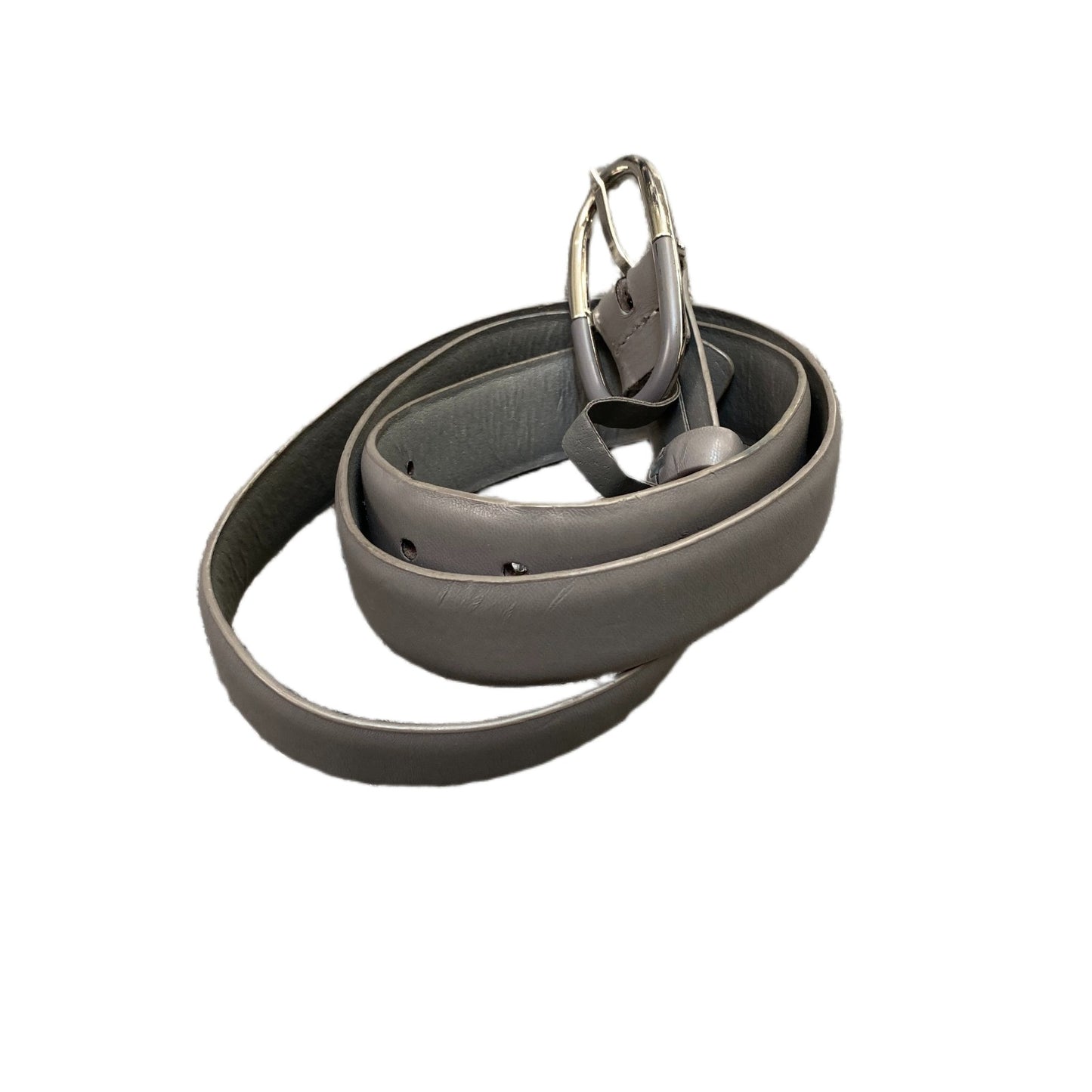 Jeans Fritz Waist Belt Women Grey Leather Adjustable Oval Shape Buckle 40 Inches