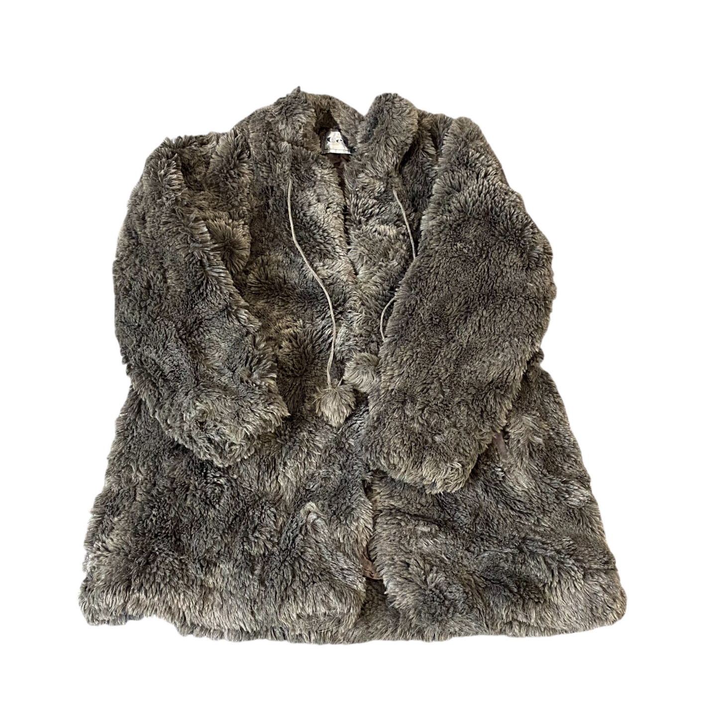 Cewo Faux Fur Jacket Womens M Grey Lined Plush Winter Long Sleeve Open Front