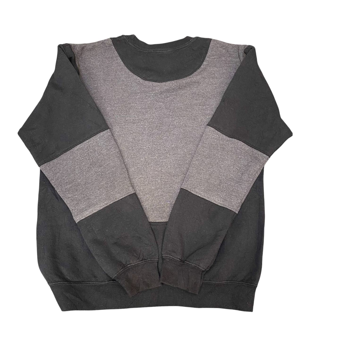 Nike Reworked Sweatshirt Mens M Black Grey Embroidered Spell Out Logo Crew Neck