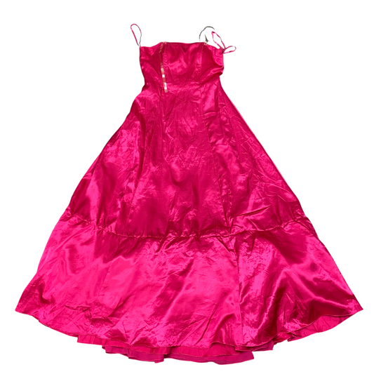 Carducci Long Maxi Dress Womens S Pink Satin Spaghetti Strap Classic Back Zip