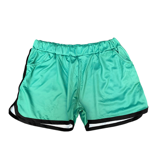 Running Sprinter Shorts Womens 2XL Teal Gym Workout Elastic Waist Dolphin Hem