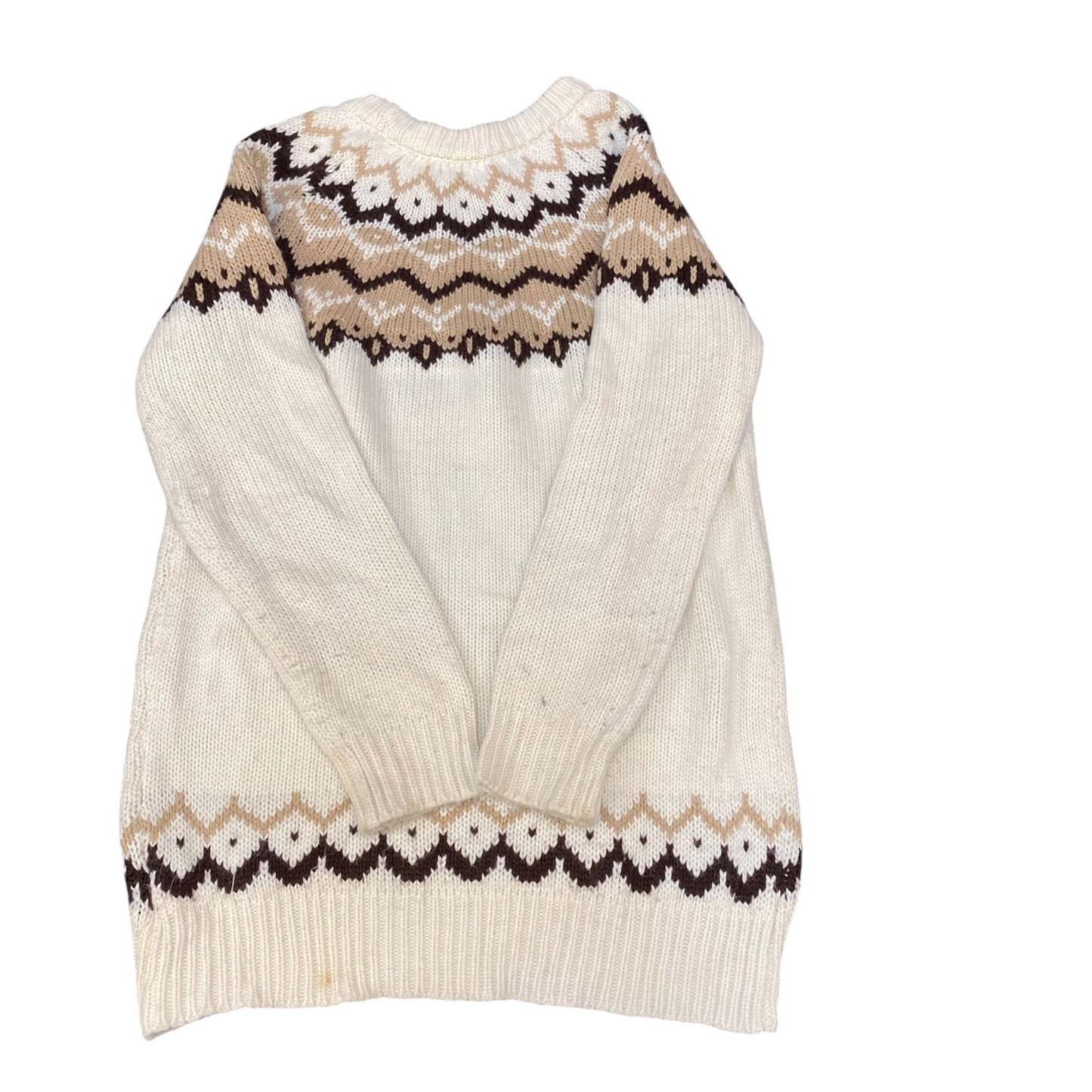 One Way Jumper Womens Medium Cream Fair Isle Nordic Knit Long Sleeve Crew Neck