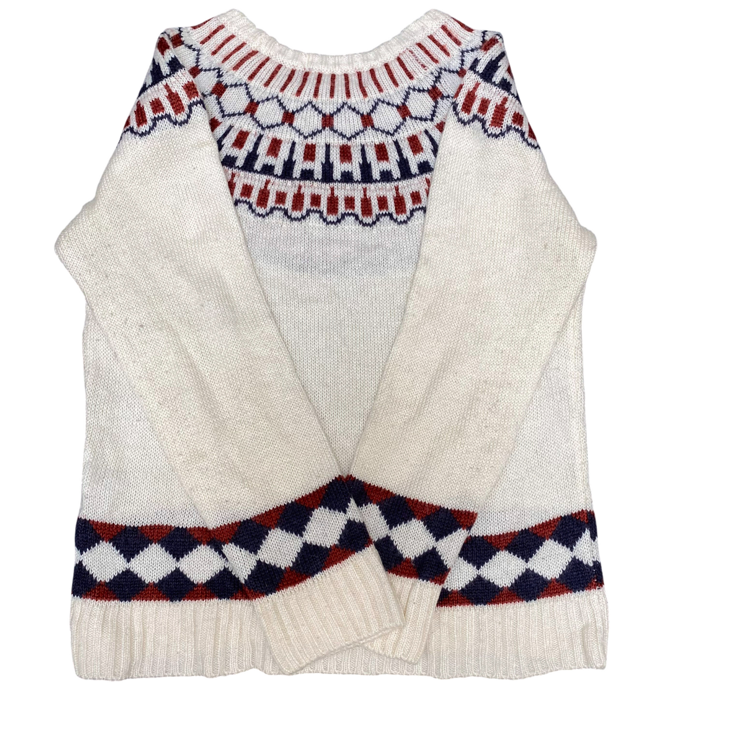 A439 H by Figer Jumper Womens Medium Cream Fair Isle Nordic Knit Cool Classic Fi