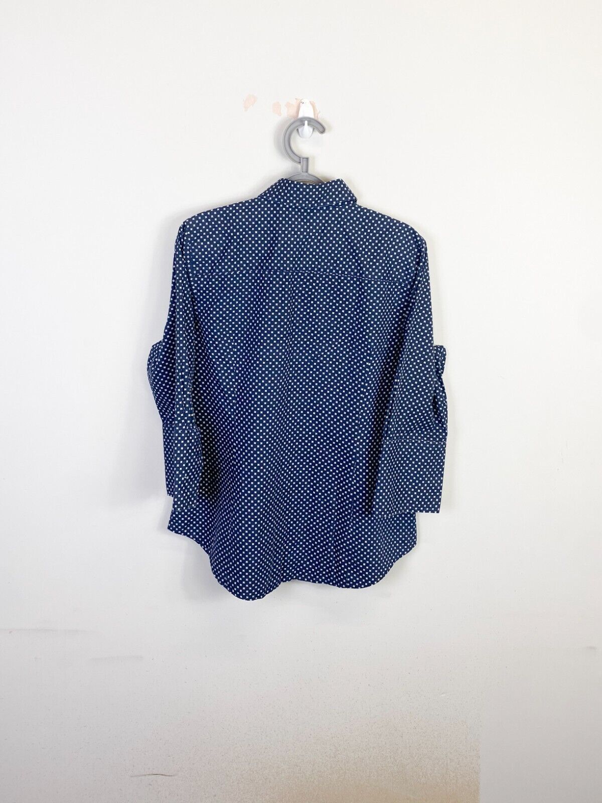 Nautica Shirt Womens Large Blue Floral Wrinkle Resistant Collared Button Down