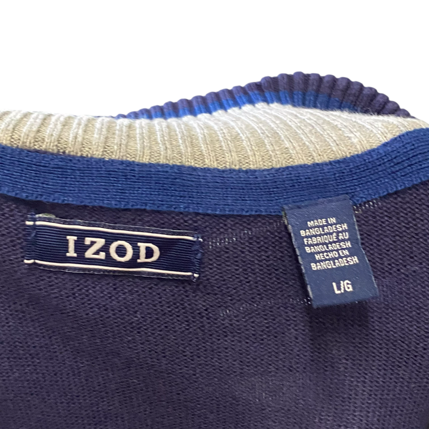 IZOD Jumper Mens Large Blue Long Sleeve Ribbed Hem & Cuff Mock Neck Quarter Zip