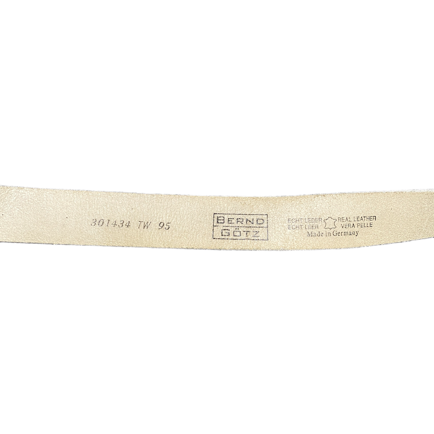 Bernd Gotz Waist Belt Mens Beige Leather Adjustable Silver Pin Buckle Sz 41 in