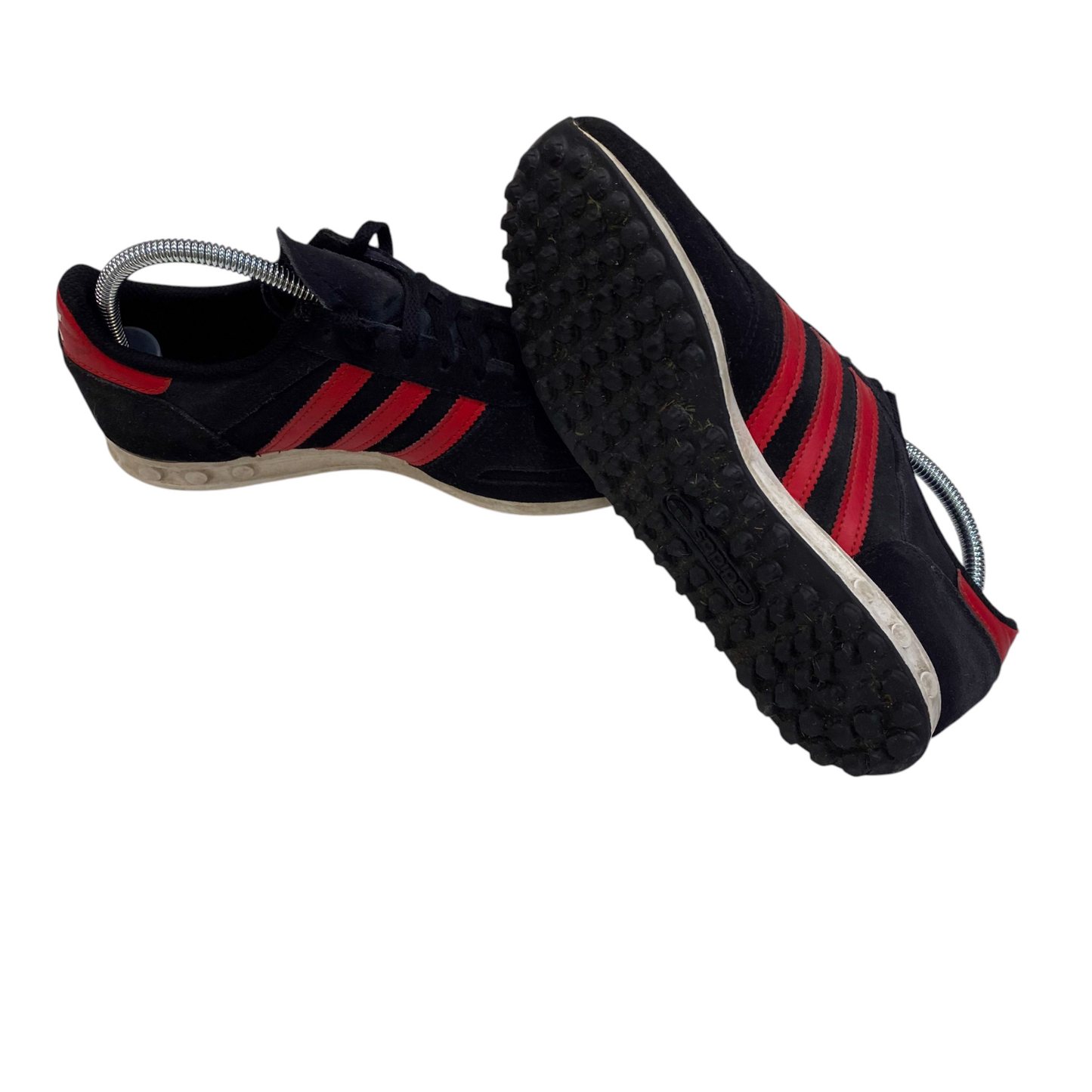 Adidas Original LA Trainers Boys UK Sz 4.5 Core Black Red Trefoil Low Collegiate
