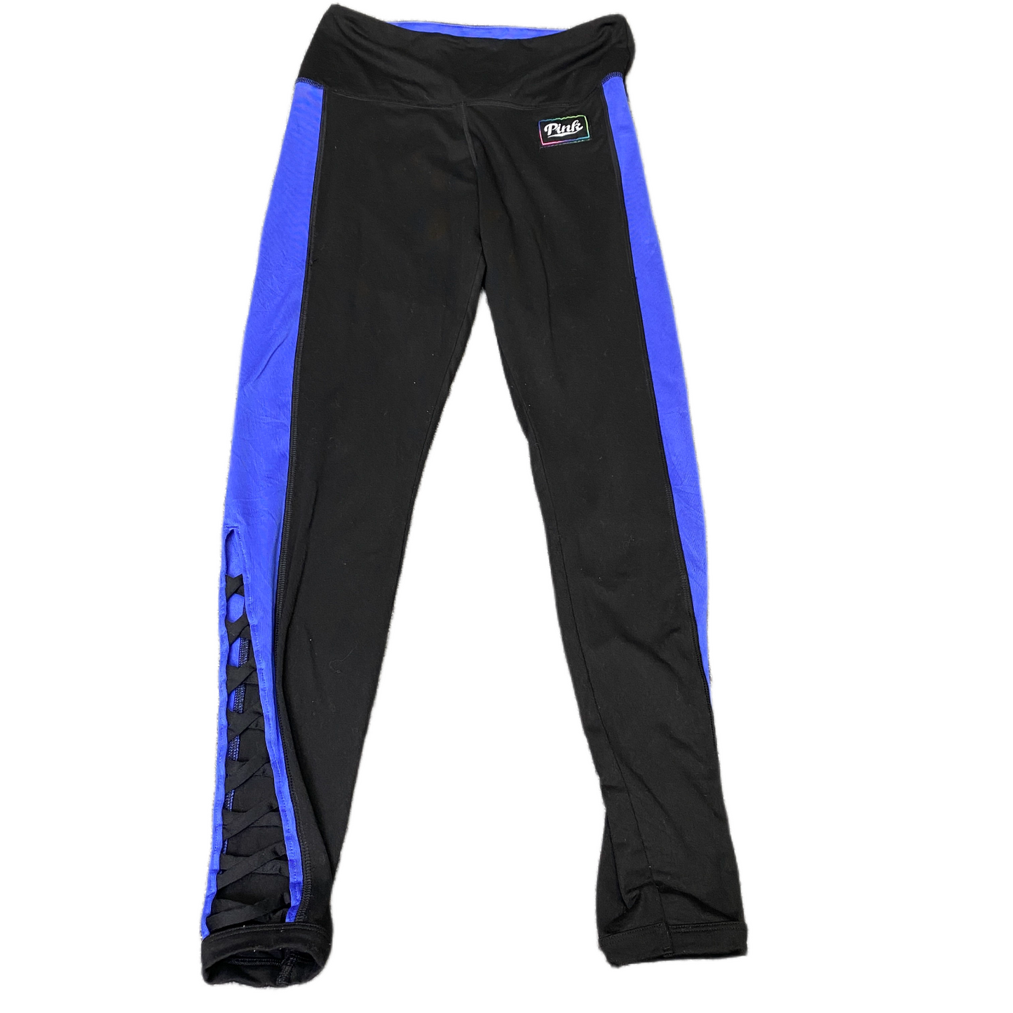 Victoria's Secret PINK Ultimate Leggings Womens Small Black Blue Ankle Lace Up
