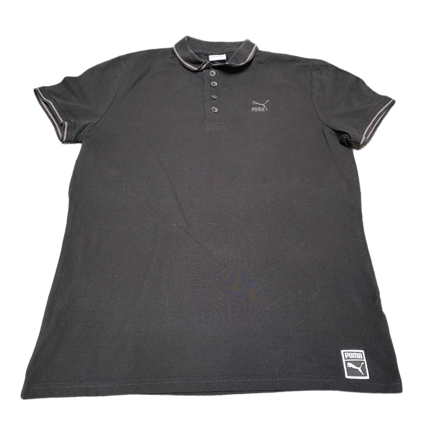 PUMA Polo Shirt Boys Large Black Stretch Golf Performance Short Sleeve Popover