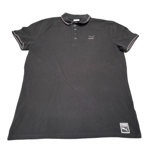 PUMA Polo Shirt Boys Large Black Stretch Golf Performance Short Sleeve Popover