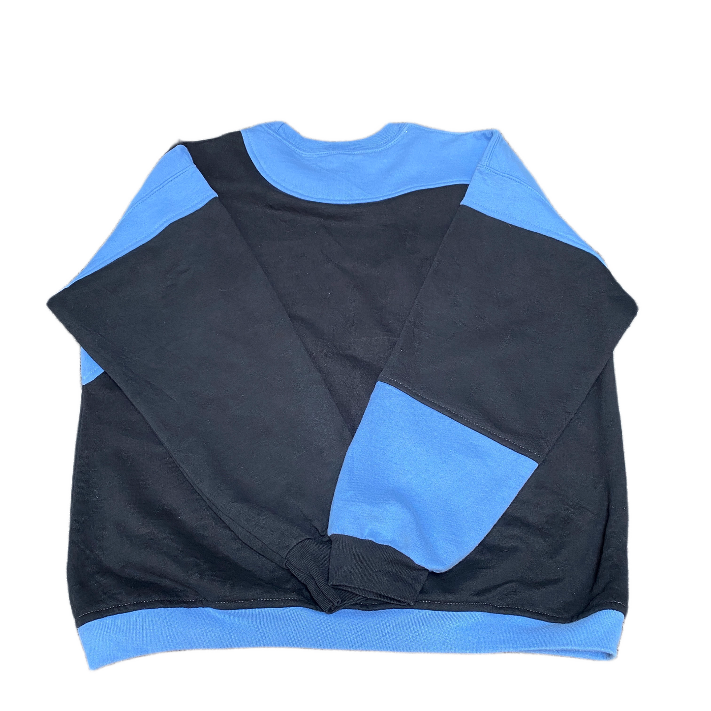 Nike Reworked Sweatshirt Mens L Black Blue Embroidered Spellout Logo Vintage Y2K